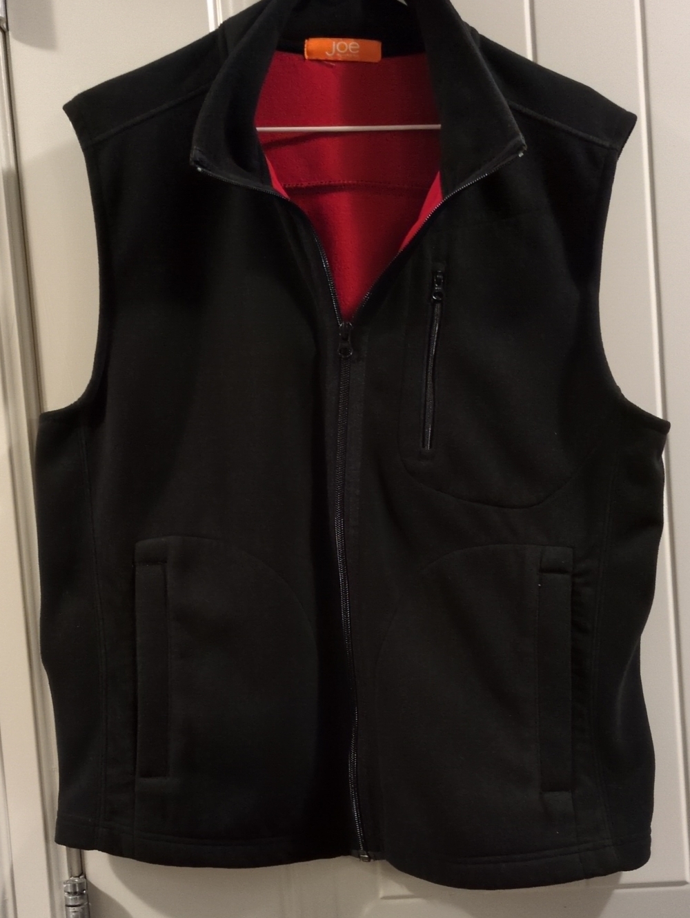 Joe Fresh Black Fleece Vest with Red Lining